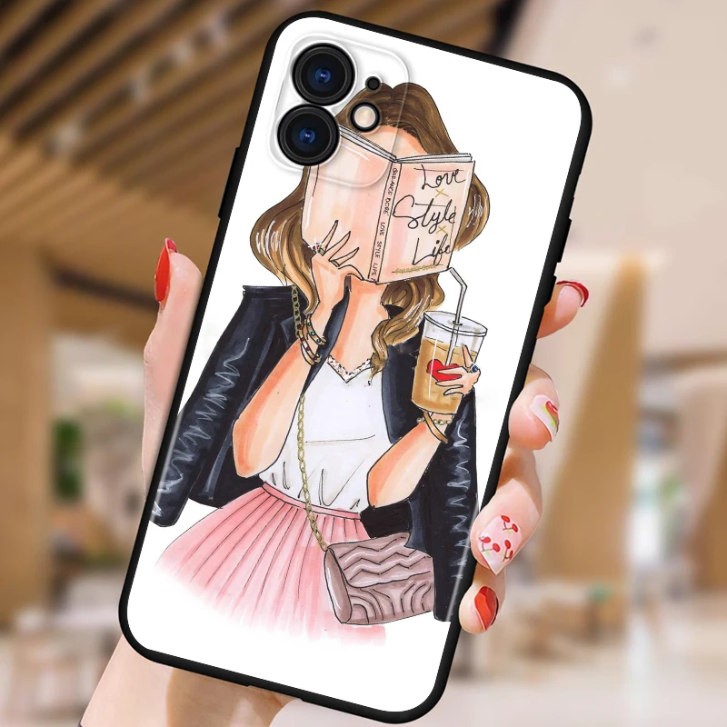

Fashion City Hot Girl For Apple iPhone 12 11 XS Pro Max Mini XR X 8 7 6 6S Plus 5 SE Black Phone Case