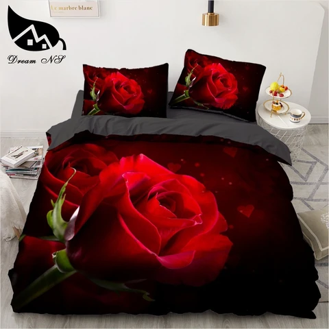 Dream NS красная Роза новый красивый 3D цветок Роза праздник шаблон постельных принадлежностей кровать пододеяльник Кровать Наволочка Набор