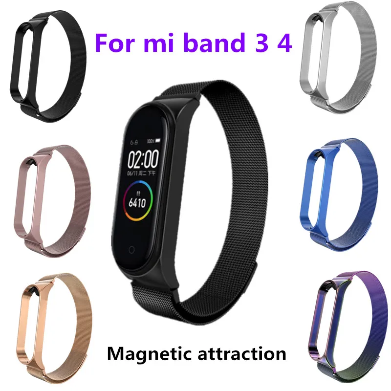 Браслет mi Band 4, металлический ремешок из нержавеющей стали, браслет mi band 4, 3, браслеты Pulseira mi Band 4, 3, ремешок для Xiaomi mi Band 3, 4