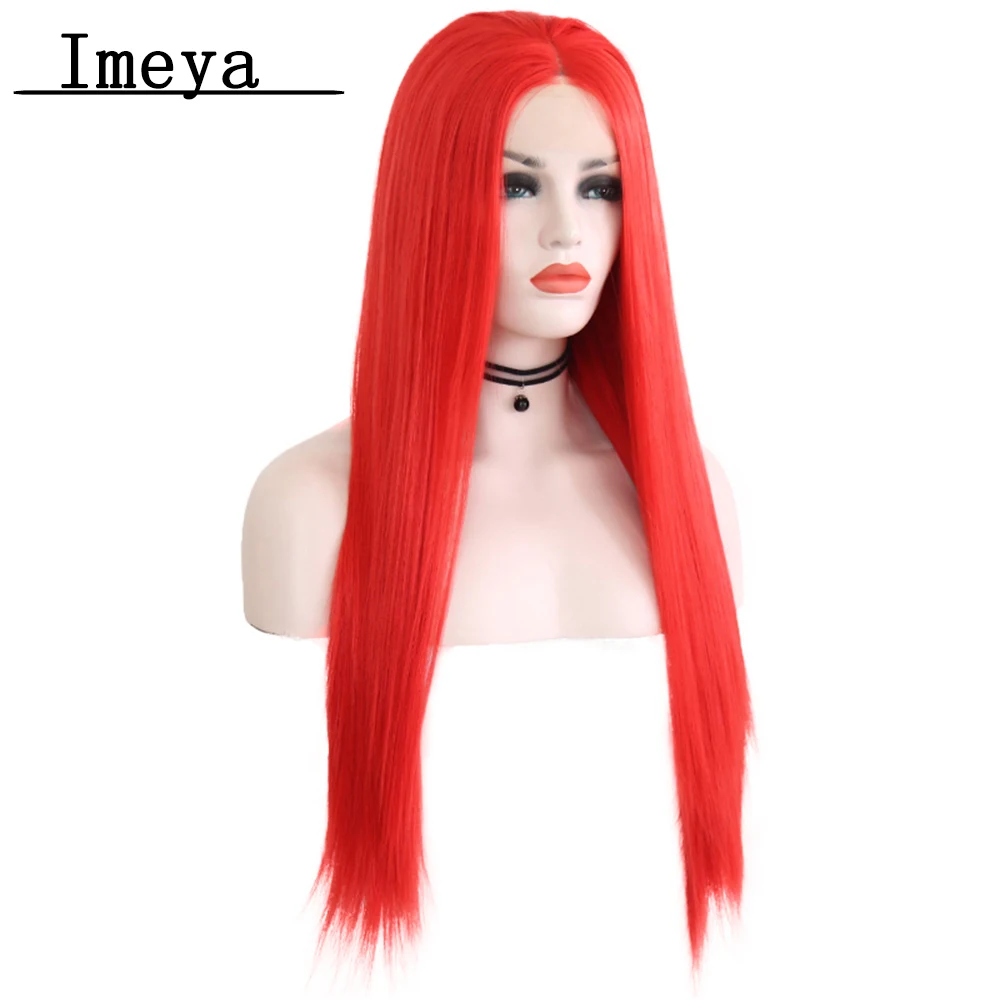 Длинные шелковистые прямые волосы Imeya синтетические кружевные передние парики