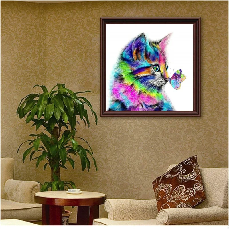 

5D DIY Diamond Painting Painted Cats Resin Modern Home Bedroom Study Diamond Embroidery Decorative Ornaments Handmade Frameless