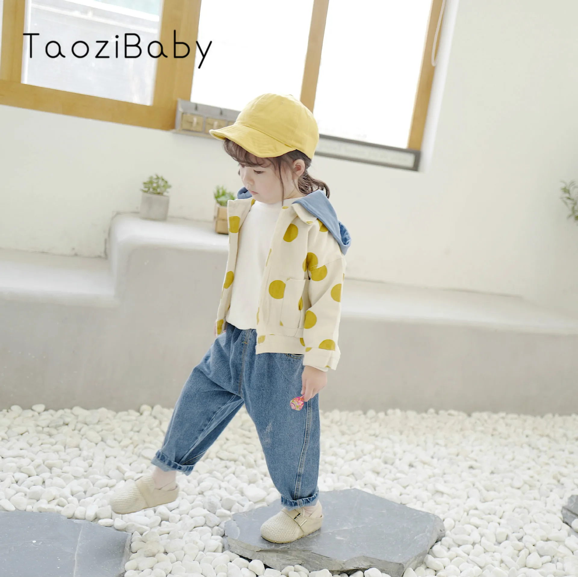 Детская осенняя одежда Новинка 2019 года корейский волнистый точечный колпак