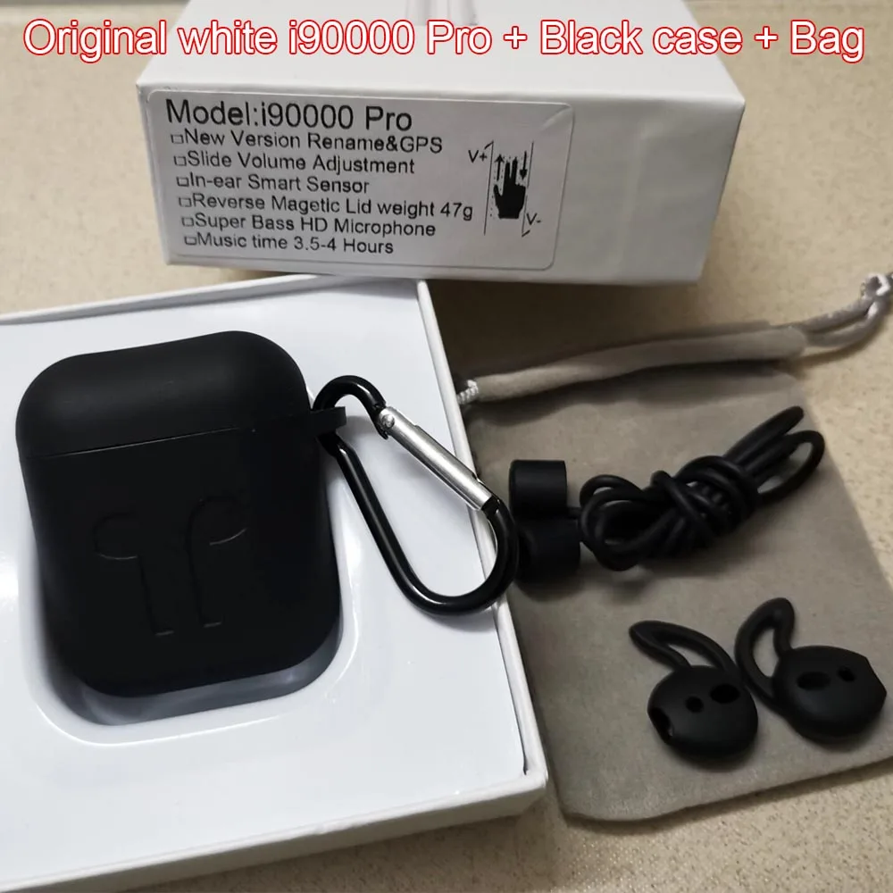 Original BlackCase Новейший i90000 Pro Tws Air 2, беспроводной Bluetooth наушник с регулировкой громкости 8D, супер бас PK i50000 i5000 i9000TWS - Цвет: Original BlackCase