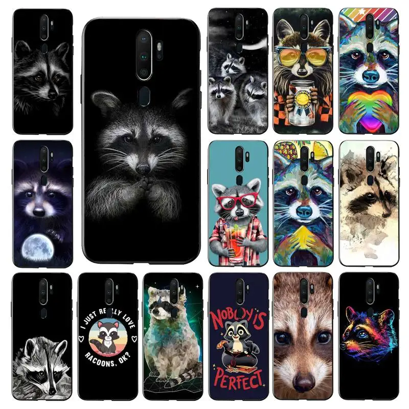 

YNDFCNB Animal Raccoon Art Phone Case for Vivo Y91C Y11 17 19 17 67 81 Oppo A9 2020 Realme c3