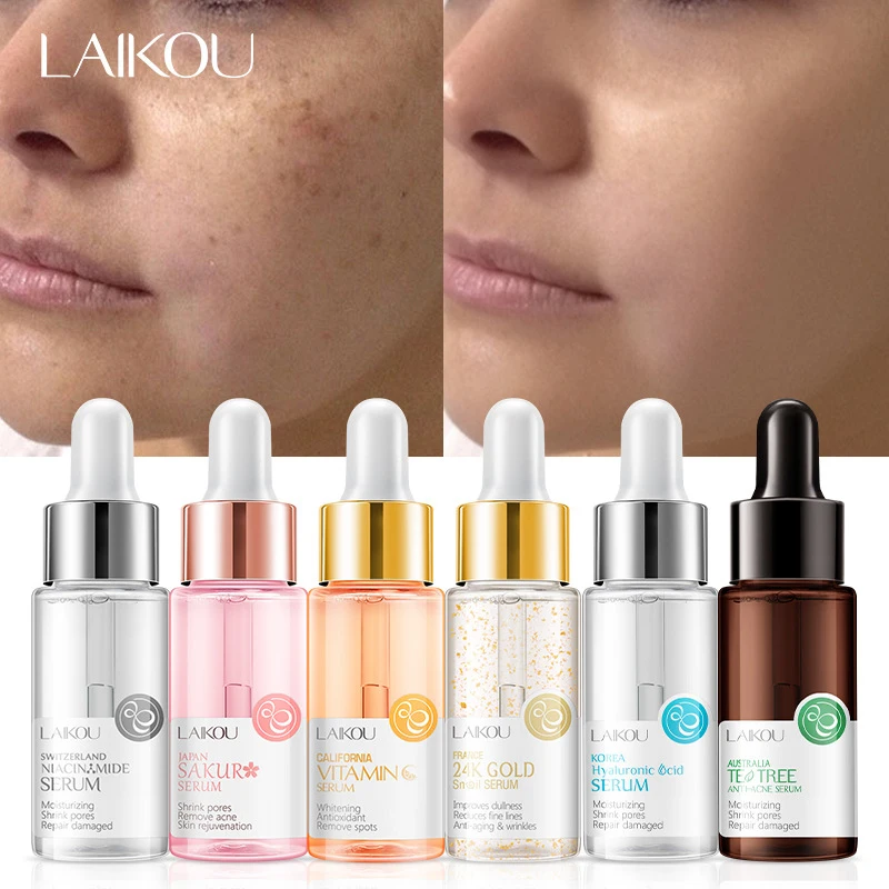 

LAIKOU Face Serum Vitamin C Whitening Essence 24K Gold Snail Anti-Aging Sakura Hyaluronic Acid Moisturizing Anti Acne Skin Care