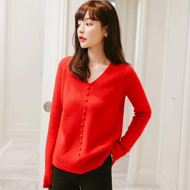 Женский кашемировый свитер ALKMENE тонкий с v-образным вырезом вечерние свободные