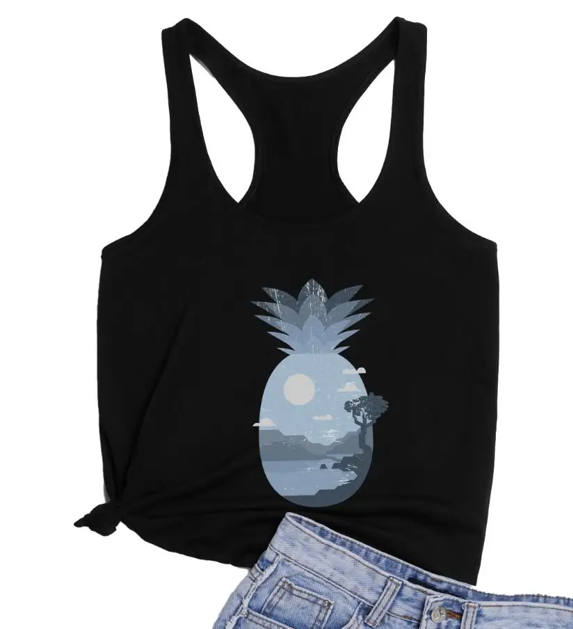 Винтажный женский жилет с тропическим ананасом забавные летние пляжные
