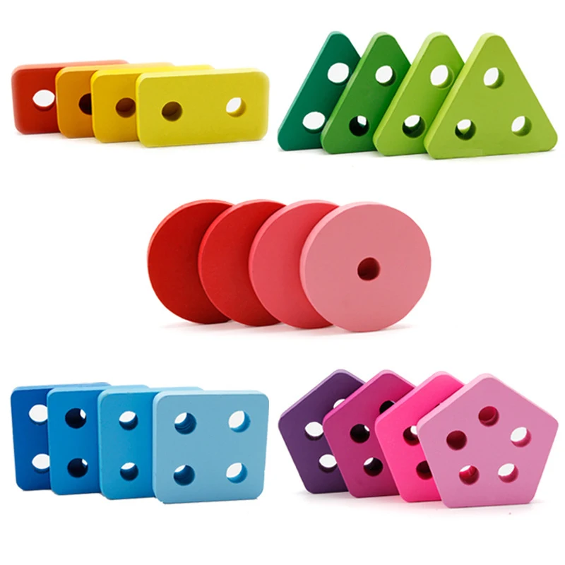 

Kids Puzzle Digital Building Blocks DIY Wooden Toys Geometric Shape Pairing Board Model Set Early Educational Toy