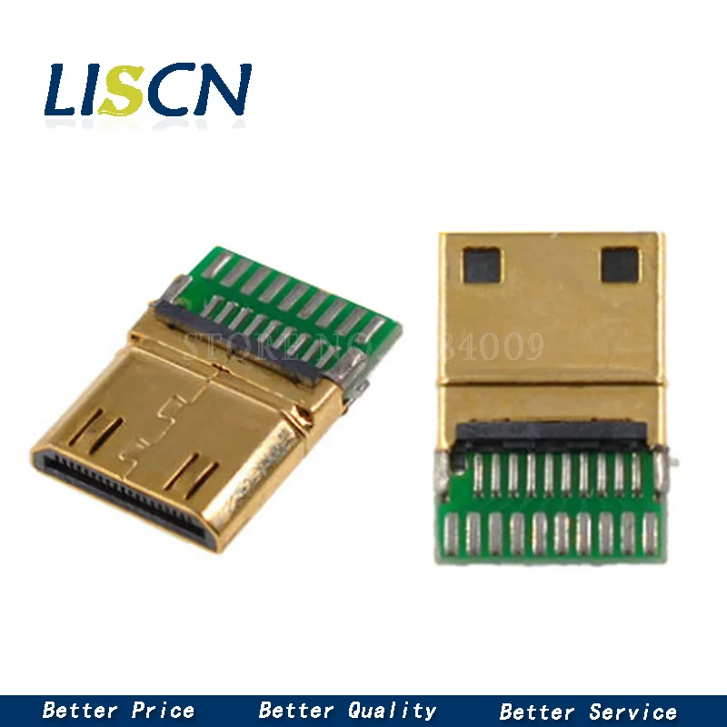 

10PCS MINI HDMI 19P with PCB board welding type C male mini HDMI plug