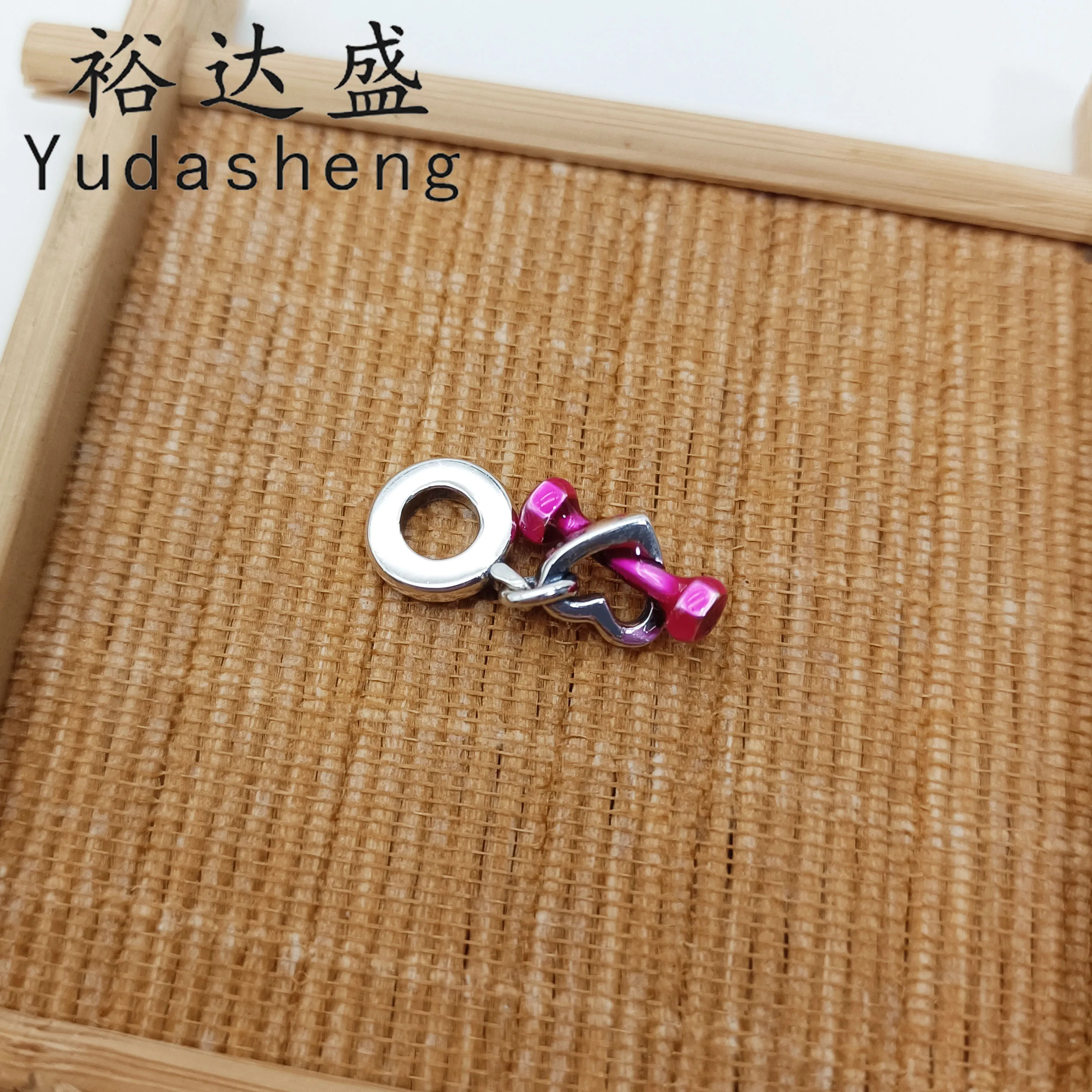 

Pink Love Enamel Fitness Barbell Pendant Charm High Quality Jewelry