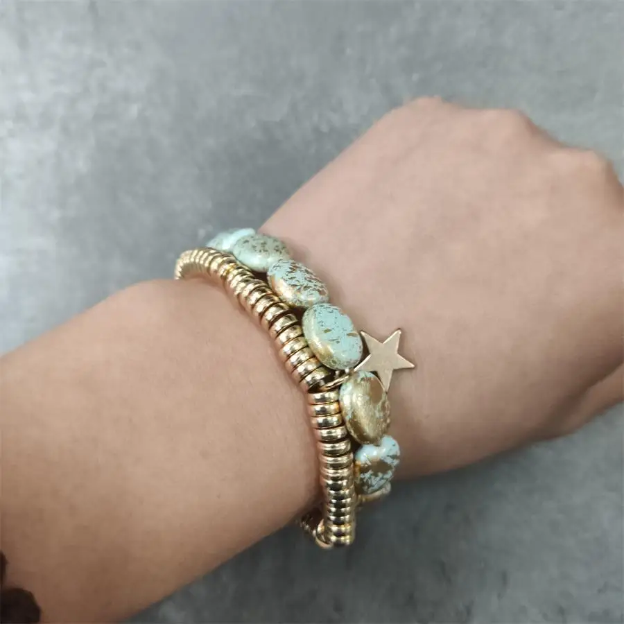 Лидер продаж дропшиппинг ручная работа позолоченные бусины вязаный браслет