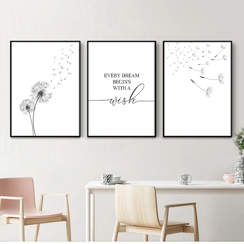 

Dandelion Wall Art Canvas Painting Make Wish Dandelion Poster Prints Minimalist Living Room Bedroom Home Decor Wall Mural