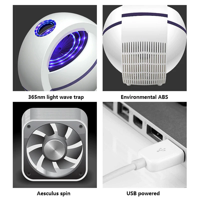 

Indoor USB Powered Mosquito Killer Lamp Electric No Noise Mosquito Trap Light for Bedroom Home H-best