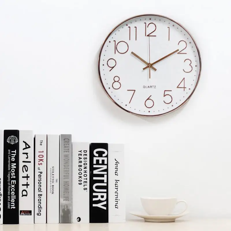 Круглые Настенные часы в европейском стиле серебристые кварцевые украшения для