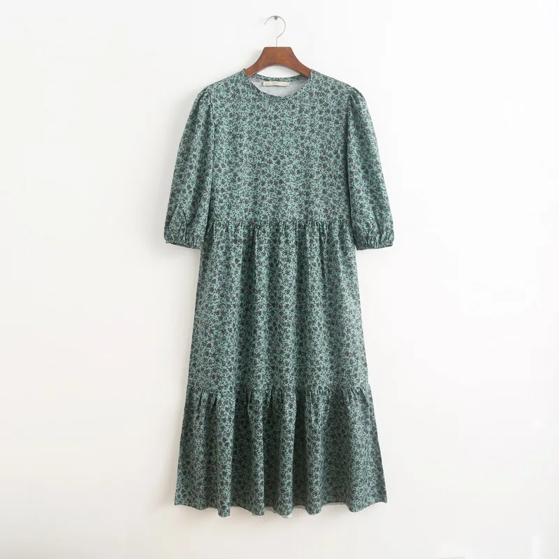 Женское платье с принтом винтажное современное рукавом до локтя осень 2019|Женские