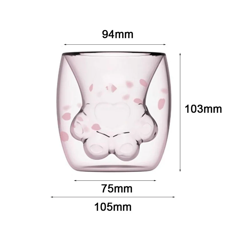 

Cat Claw/Paw Cup Double Glass Coffee Mug Cartoon Cute Cat Milk Juice Cup Home Office Cafe Tazas Best Gift for Festival