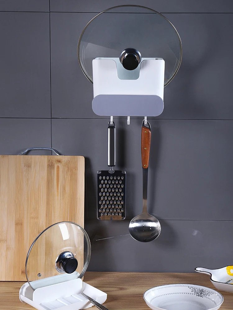 

Pan Cover Stand Pot Lid Rack Wall-mounted Storage Frame Self Adhesive Home Kitchen Organize Punch-free Shelf Cutting Board