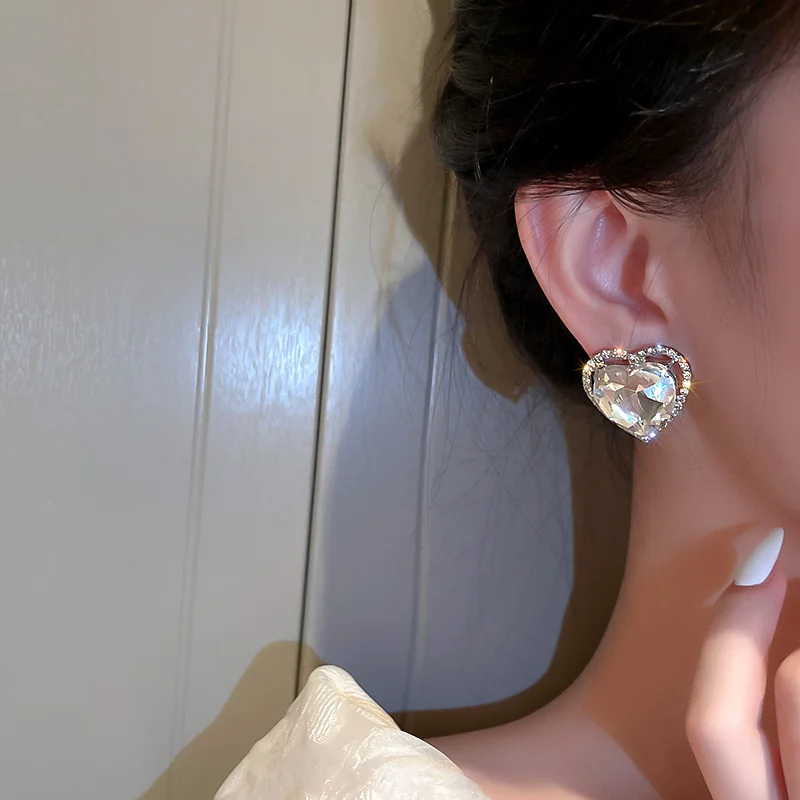 FYUAN Love Heart клипсы с кристаллами для женщин Bijoux No пирсинг геометрические Стразы