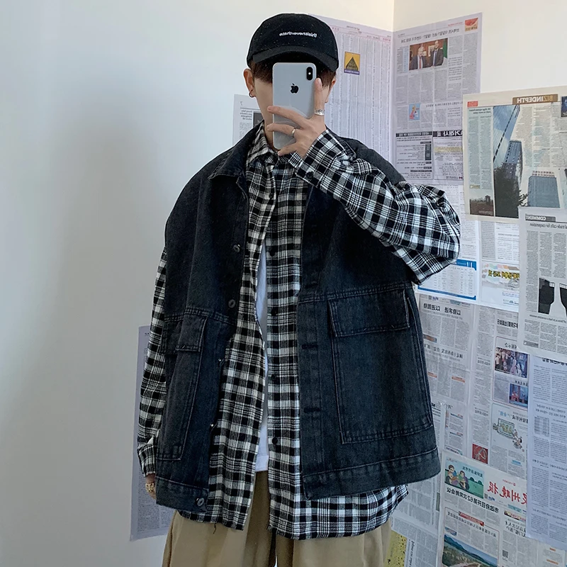 

2021 New Men's Denim Vest Fashion Casual Classic Style Streetwear Loose Fit Vest Sleeveles Jeans Jacket Coat Male Clothing