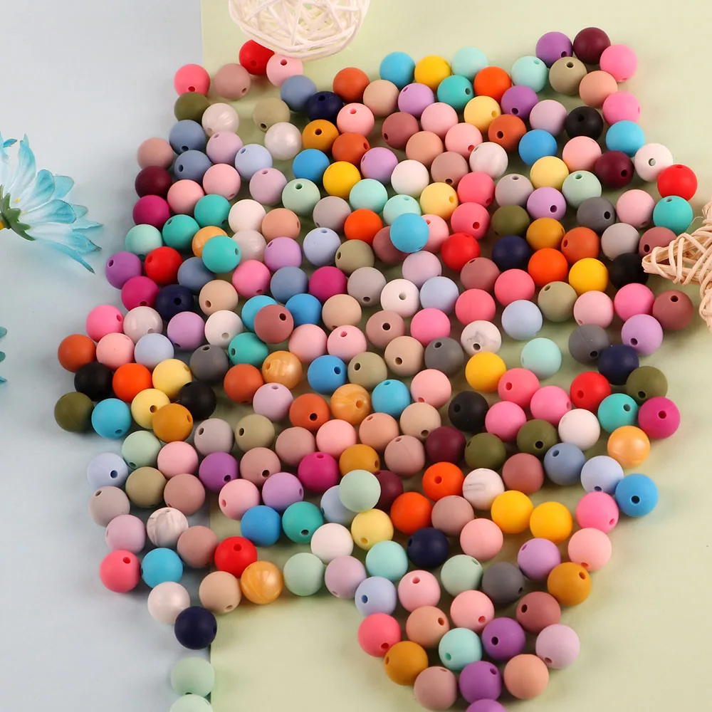 

Sunrony 12mm 500pcs/lot Silicone Beads Baby Teething Beads Baby Teether Safe Food Grade Nursing Chewing Round Fashion Beads