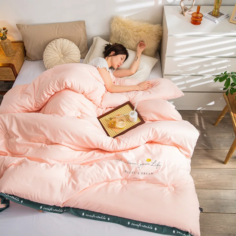 

Thicken Warm Winter Quilt Super Soft Comfortable Duvet Solid Color Quilting Comforter Quilts for Twin Queen King Size Bed Duvets