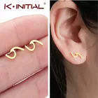 Серьги-гвоздики женские из нержавеющей стали, с морскими волнами, пирсинг