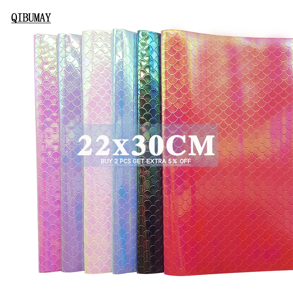 QIBUMAY 22*30 см Русалочка ткань блестящая искусственная кожа простыни для сумок