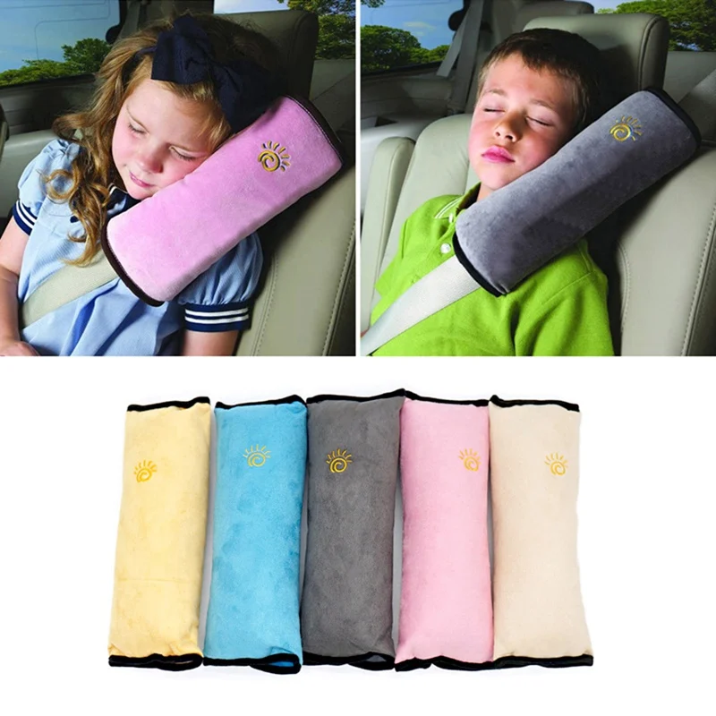 Kids Car Safety Strap Cover Harness Seat Belt Pad Cushion Car Headrest Suede Children Shoulder Pad Shoulder Pad Pillow
