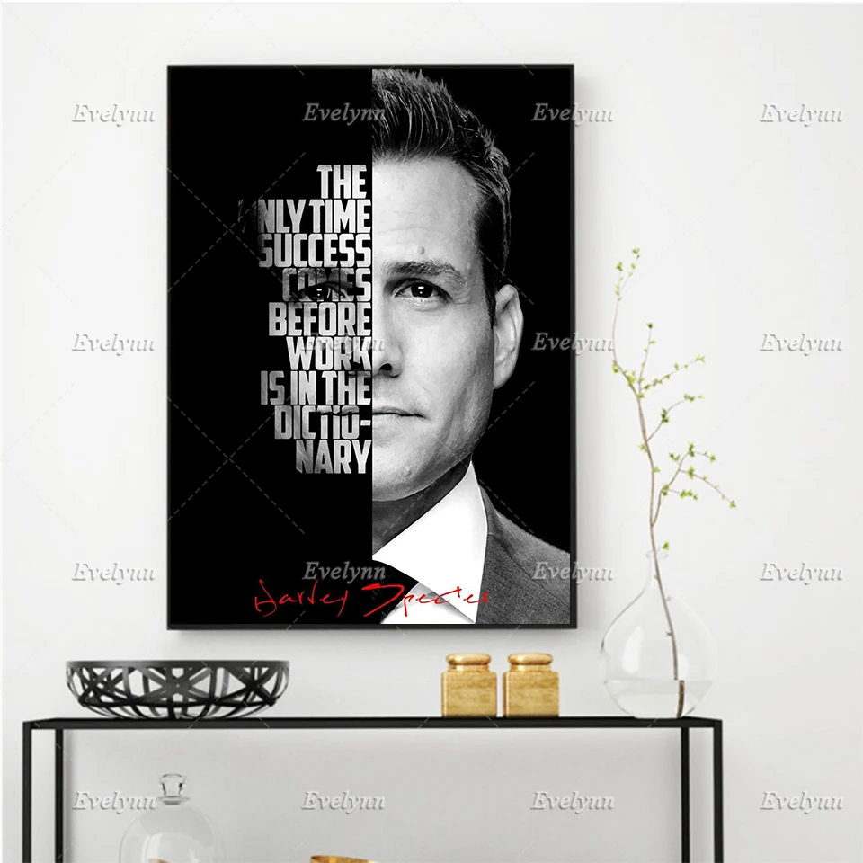 

Harvey Specter Quotes Oil Painting Posters And Prints On Canvas Wall Art Pictures for Living Room Office Decor Floating Frame