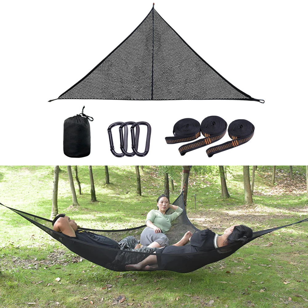 

Triangle Multi-Person Hammock Aerial Portable Mat Hammock Sleeping Bed Tree House Mesh Camping Hiking Swing Sleep Bed