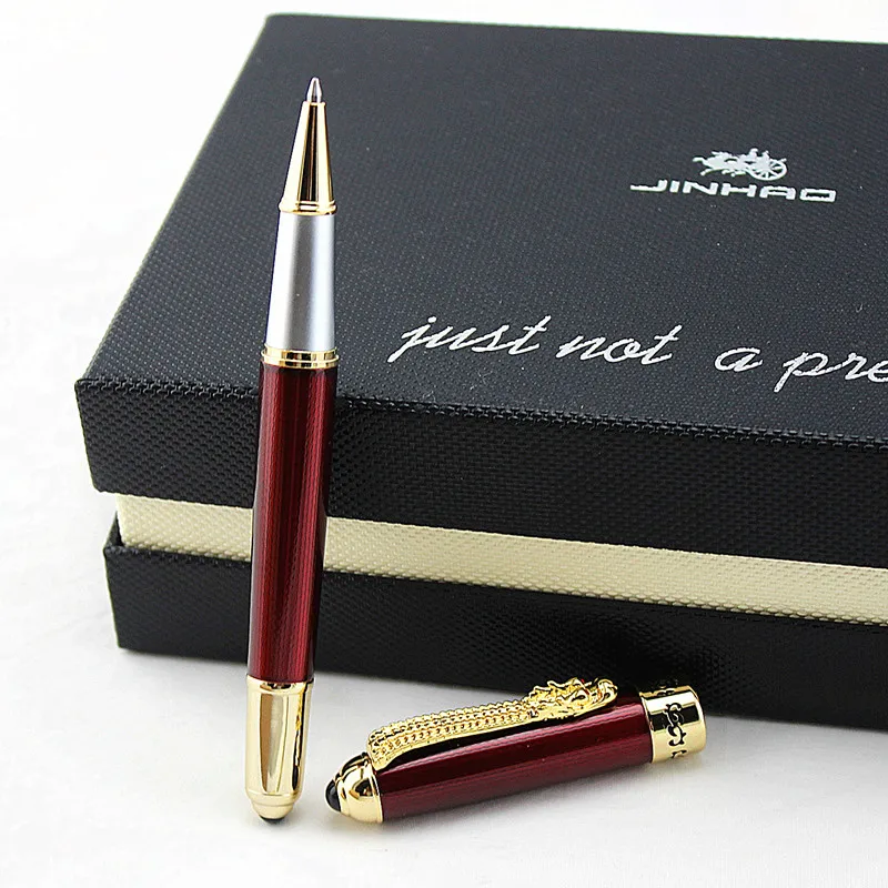 Jinhao1000 Dragon Clip 0,7 мм Ручка-роллер, средняя точка, черные чернила, серебро, золото, черный металл, подарочные шариковые ручки, офисные принадлежности