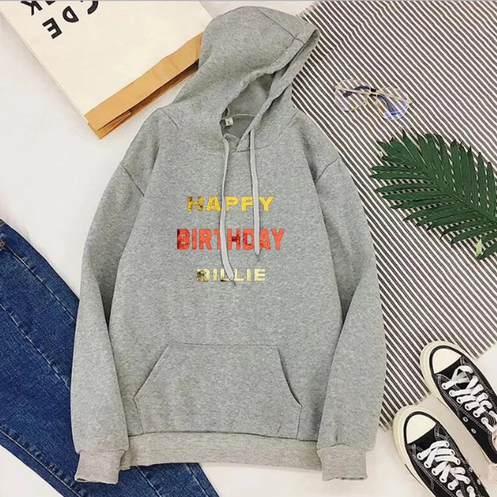 

Happy Birthday Billie Sweatshirt Streetwear Clothes 2020 Korean Womens Clothing Billie Clothes Casual Letter Pullovers