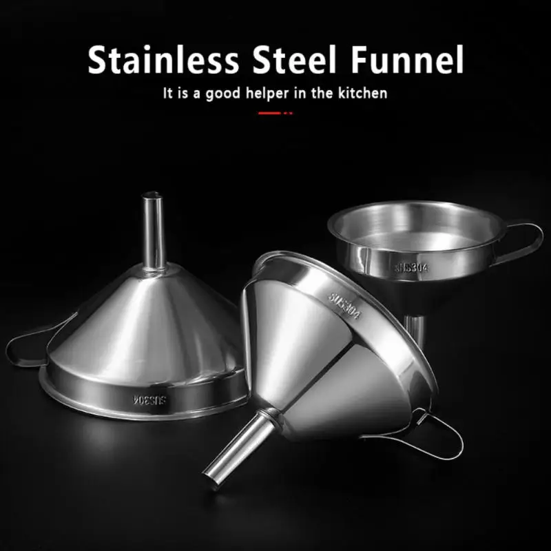 

Воронка кухонная из нержавеющей стали для жидкости, металлическая воронка со съемным фильтром и широким горлом, столовые приборы