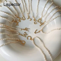 lispector 925 sterling sliver letters pendant necklaces for women baroque freshwater pearl beads chain necklace female jewelry