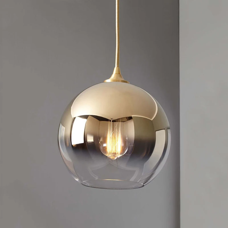 

Pendant Light Modern Gold Silver Round Glass Ball Light For Diningroom LivingRoom Kitchen Hanging Lamp Fixtures