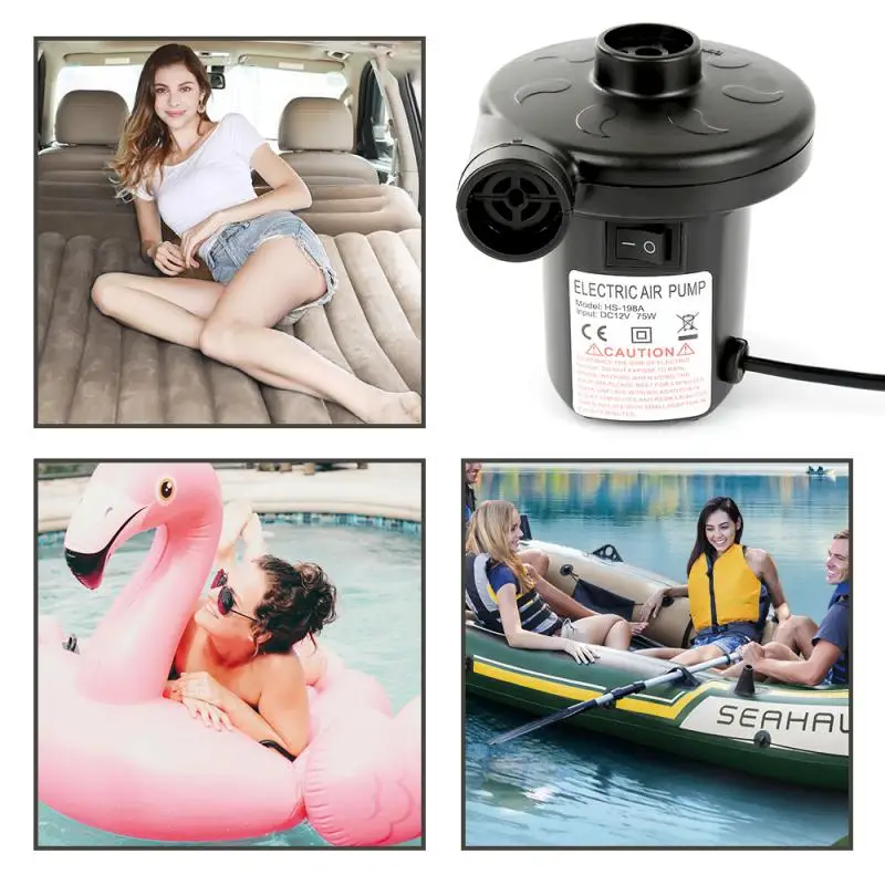 

Electric air pump Portable Swimming ring Inflator for Floating Row Water Hammock Air Mattresses Lounger Chair With fuse