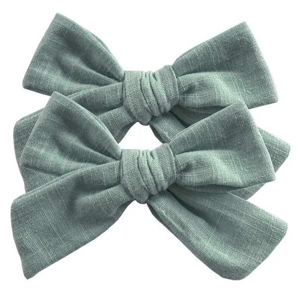 Solid color-314 BEILARRY, 2 шт., 4-дюймовые зажимы из хлопчатобумажной ткани с бантиком для маленьких девочек, заколки для волос с бантиком, заколки, заколки для волос, головные уборы, аксессуары для волос - Цвет: Solid color-314