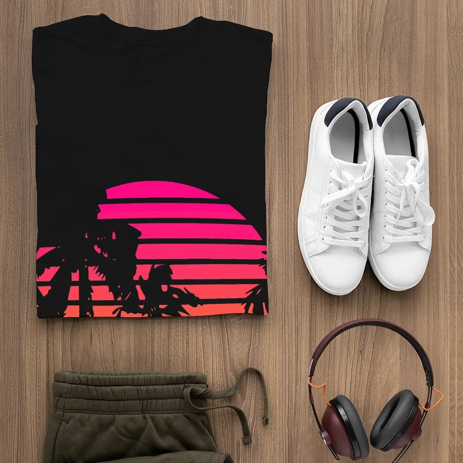 Футболка мужская с принтом пальмы 80-х годов 100 хлопок | Мужская одежда