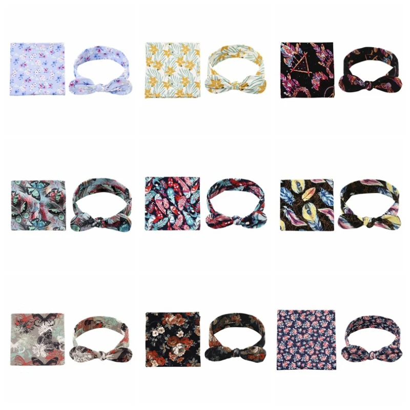 Manta receptora para reci&eacute;n nacido, conjunto de diadema con estampado de flores, mantas receptoras para beb&eacute;-5