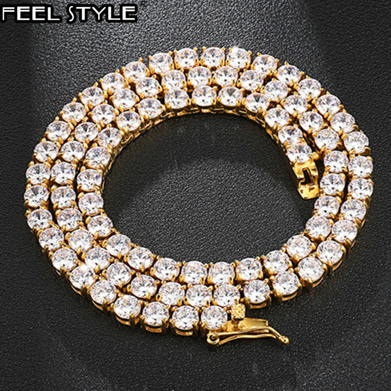 1 комплект 4/5/6 мм 46 см блестящая Iced Out нержавеющая сталь циркон цепочка для тенниса