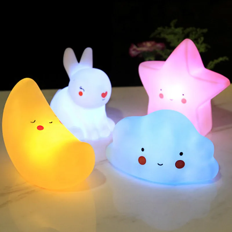 4 Colors Star LED Night Light Creative Bedroom Decoration Light Baby Feeding Lamp Bedside Night Light Children's Luminous Toy