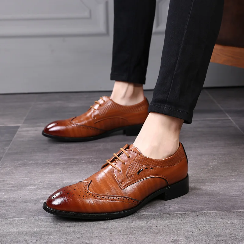 

Мужские деловые туфли из натуральной кожи, лоферы на шнуровке, офисные оксфорды, Мужские модельные туфли, свадебные туфли, размера плюс, 37-48