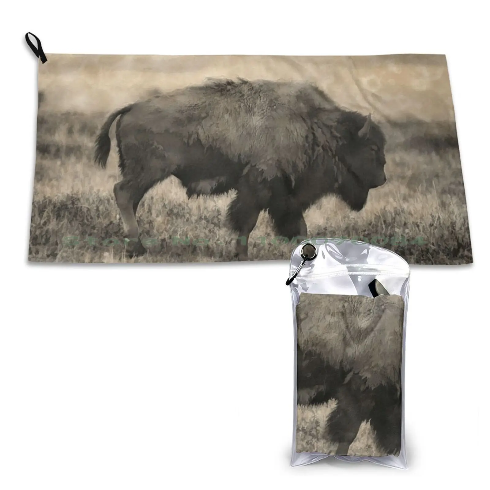 

Быстросохнущее полотенце в виде американского буйвола, для спортзала, ванны, портативное полотенце для ванны, диких животных, равнин, буйво...