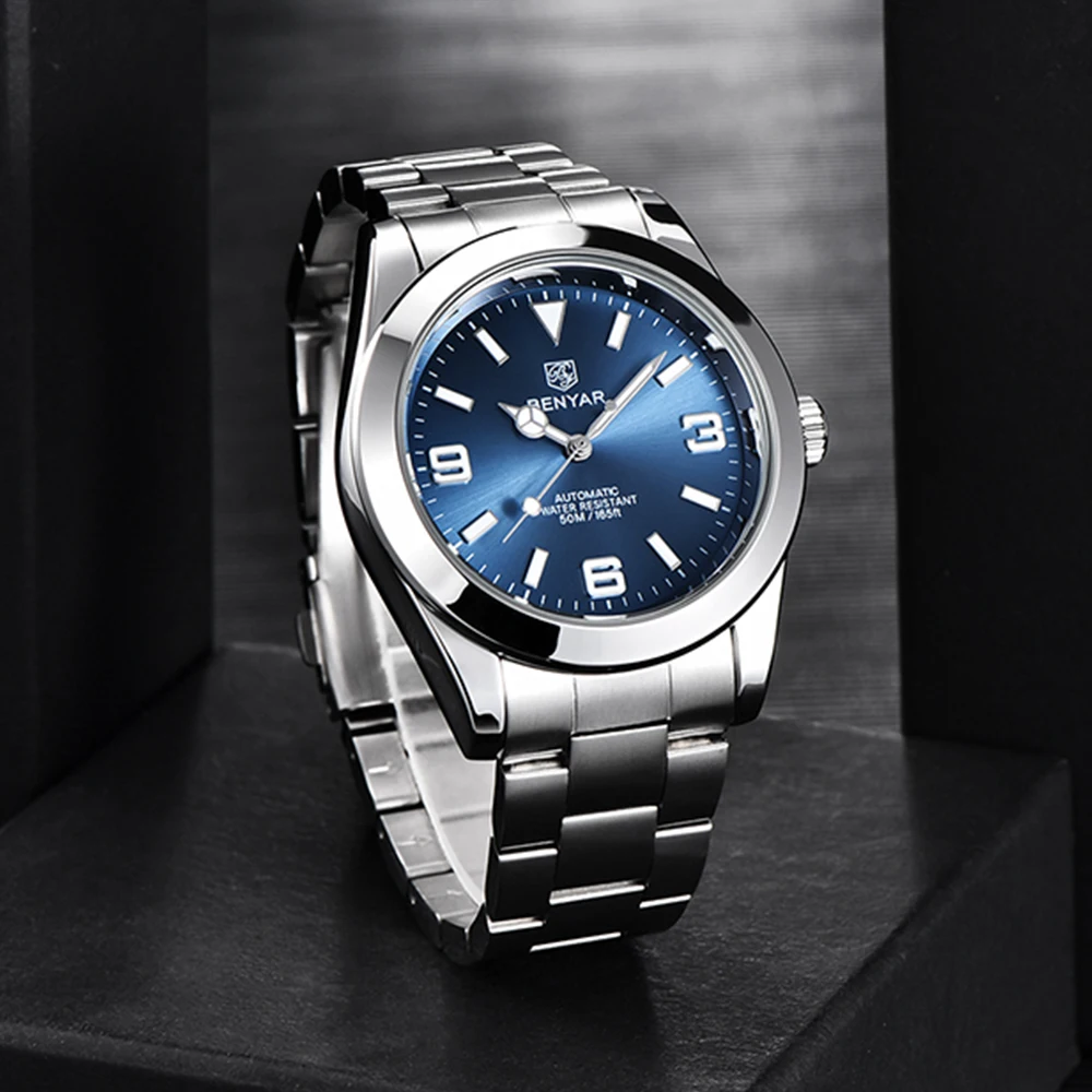 BENYAR Top Brand  New Men Watch Stainless Steel Mechanical wristwatch Waterproof Business Automatic Watches reloj hombre