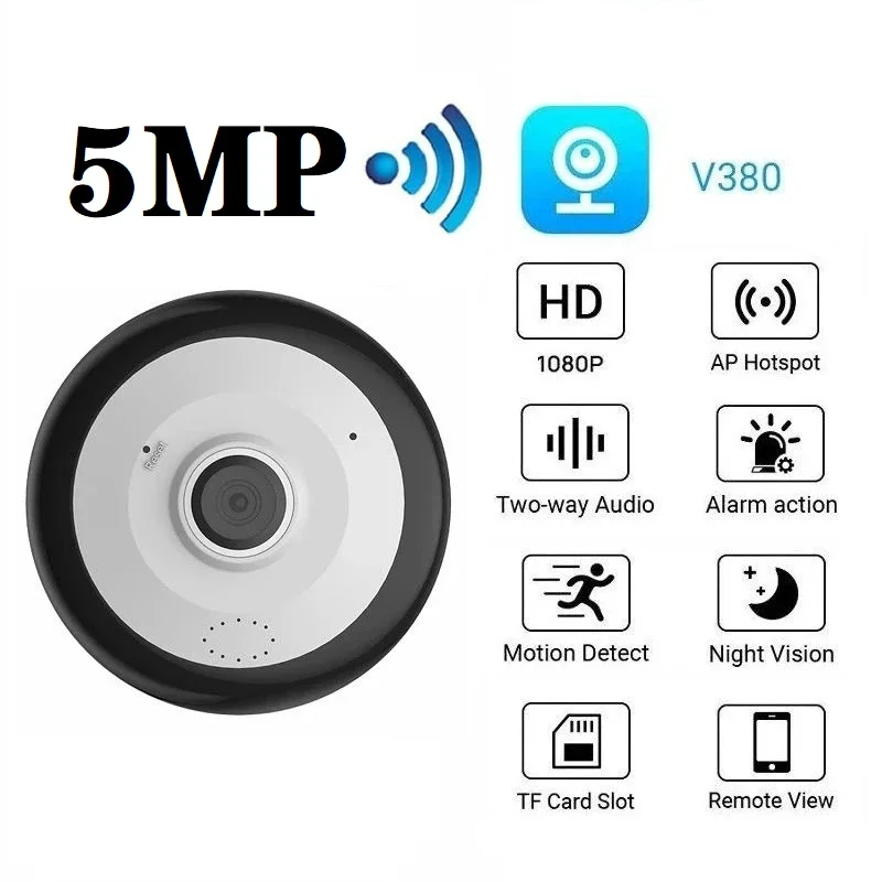 

High Resolution 2 Megapixel Security CCTV WiFi IP Camera Indoor Wide Angle Fish Eye Infrared Video Surveillance Camera 1080P