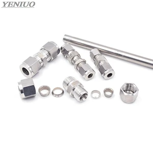 304 SS нержавеющая сталь 3 4 6 8 10 12 мм 18 дюйма 14 дюйма 38 дюйма 12 дюйма, труба с двойным наконечником, фитинг, соединитель