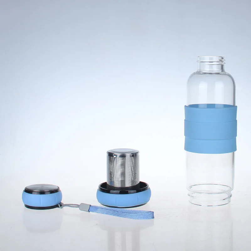 Термостойкая стеклянная бутылка для воды с крышкой в виде тыквы и ситечком чая