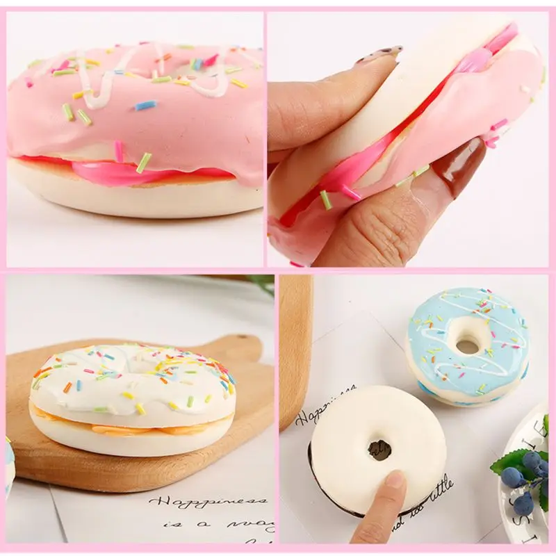 

Double Jam Circle Bread Squishy Toy Squeeze Squishi Toy Slow Rising Stress Relief Toys For Children