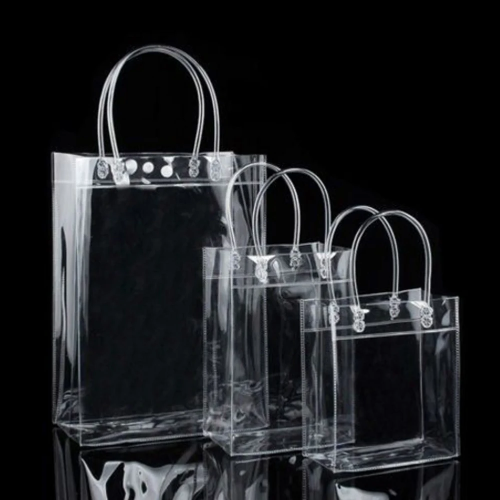 

1PC PVC Tote Bag Transparent Storage Bag Waterproof Clear Convenience Shopping Bag Handbag Hot Sale Shopping Pouch Fashion 2021