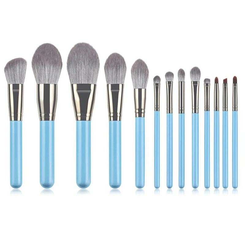 

13 шт. супер мягкие голубые кисти для макияжа Набор, основа, тени для глаз, контур ресниц Макияж Кисти Косметический инструмент